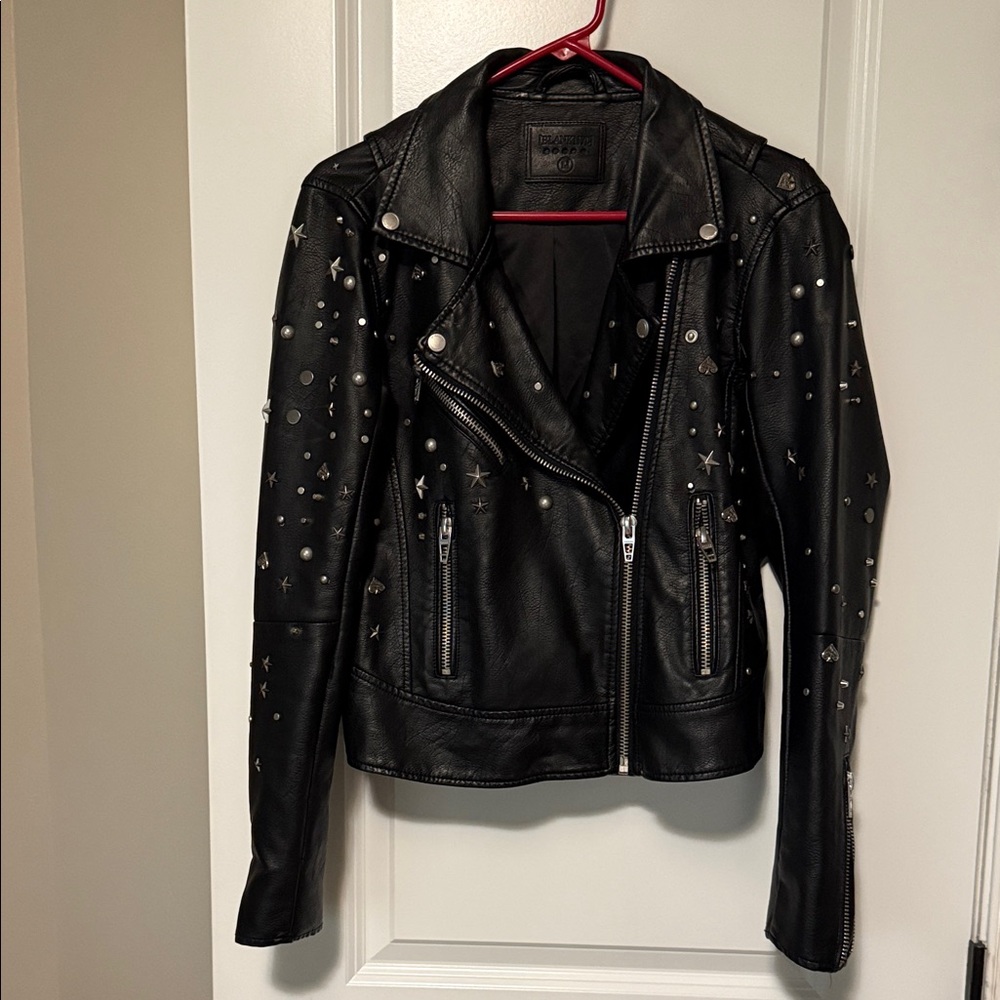 Blank NYC Black Studded Leather Moto Jacket